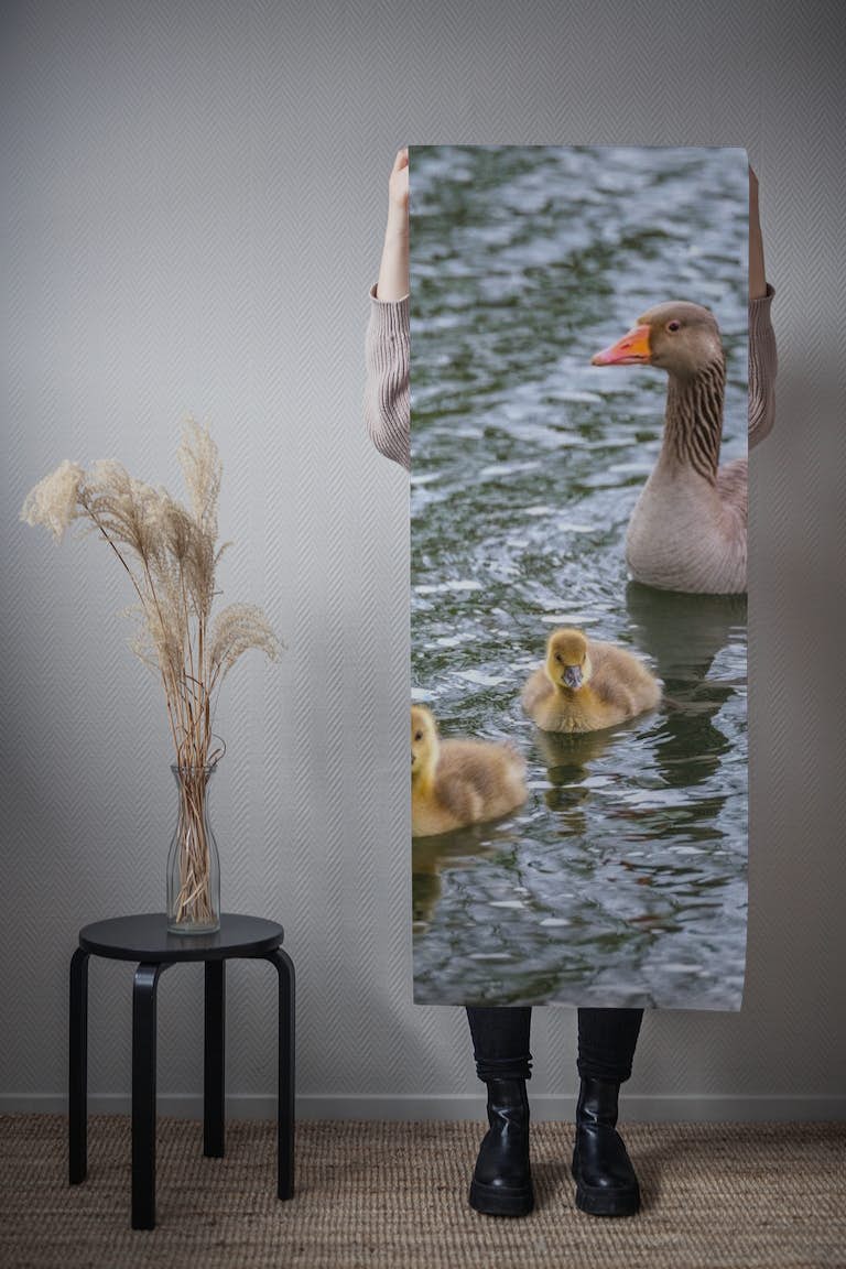 Goslings and Mum wallpaper roll