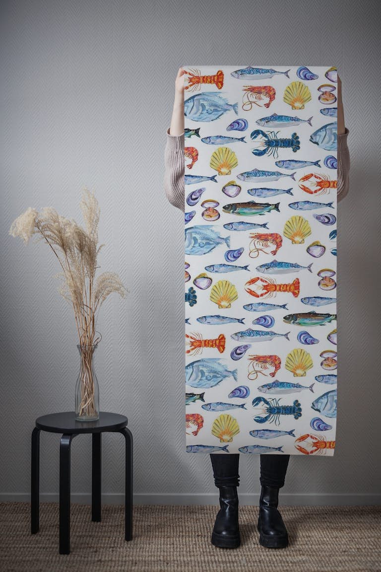 Deep Ocean Fish Scene Pattern papel pintado roll