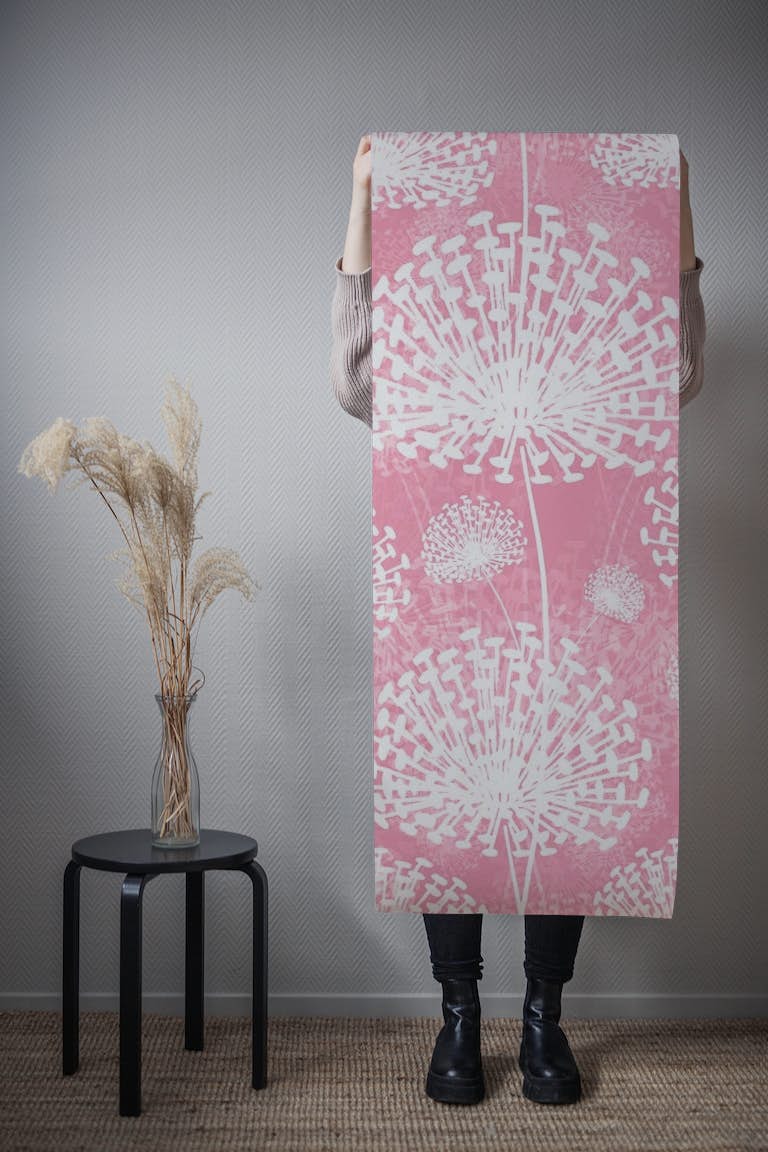 Dandelions Pink wallpaper roll