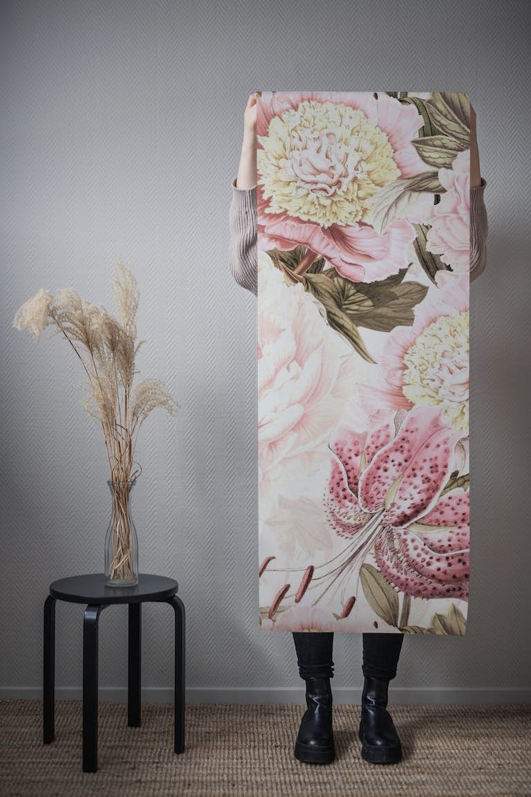 Vintage Baroque Opulent Peonies And Flower Lilies papel pintado roll