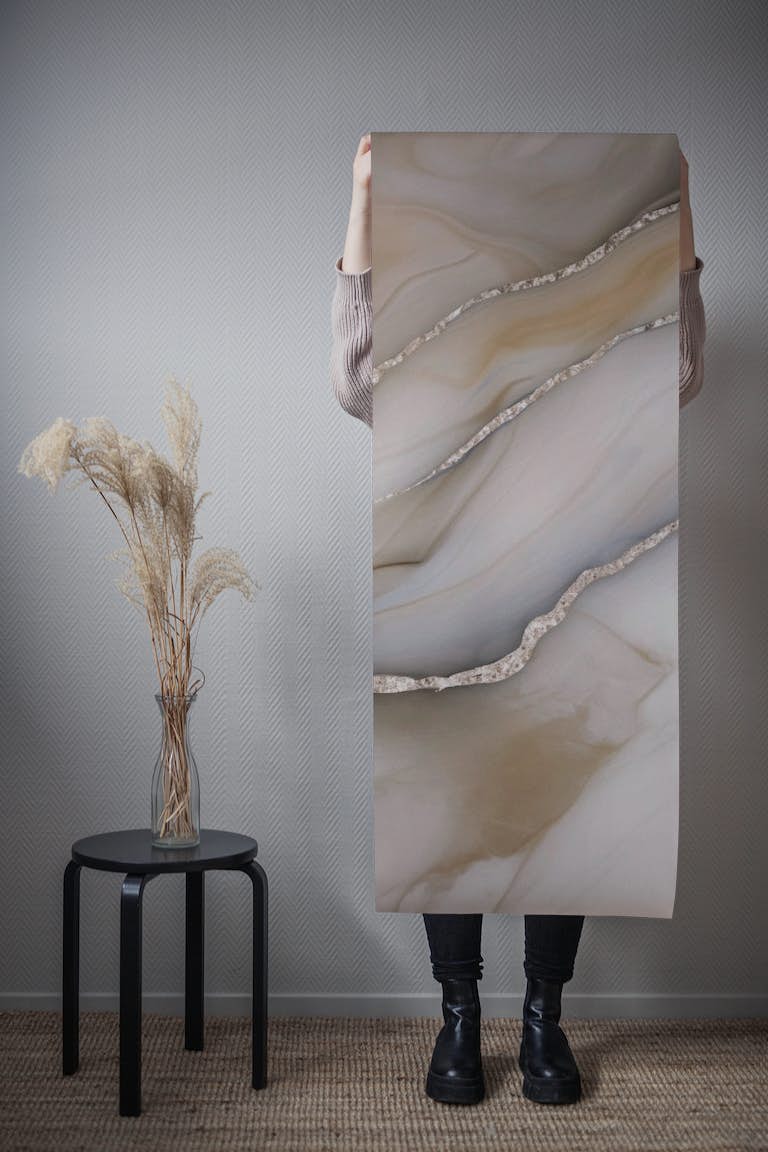 Precious Marble Elegance Ivory Brown Beige papiers peint roll