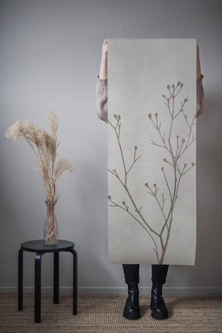 Minimalistic Delicate Wildflower Silhouettes wallpaper roll