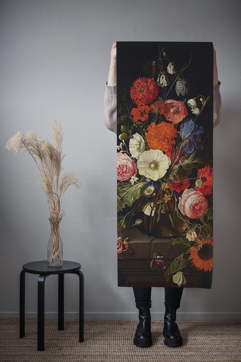 Baroque Vintage Flowers In Vase 2 wallpaper roll