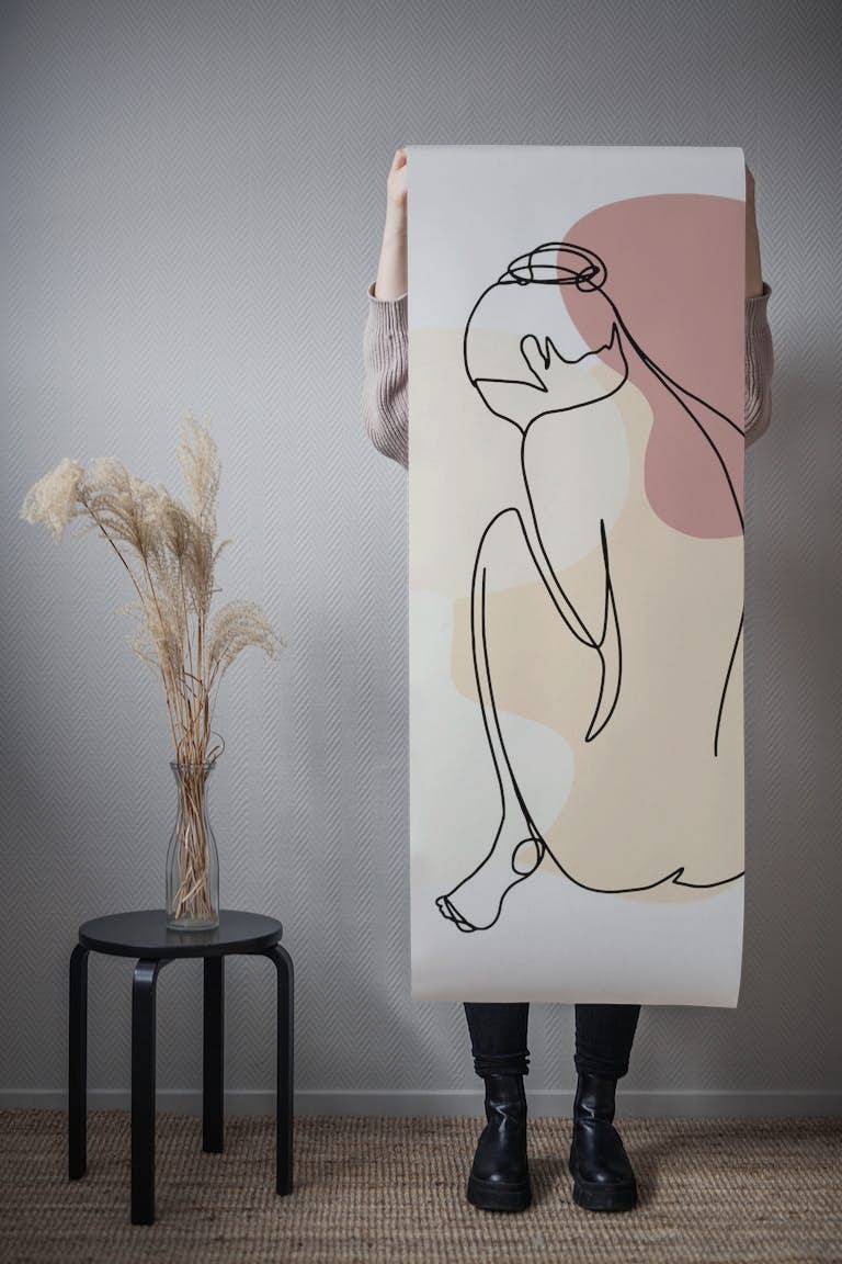 Line Art of Naked Woman 1 wallpaper roll