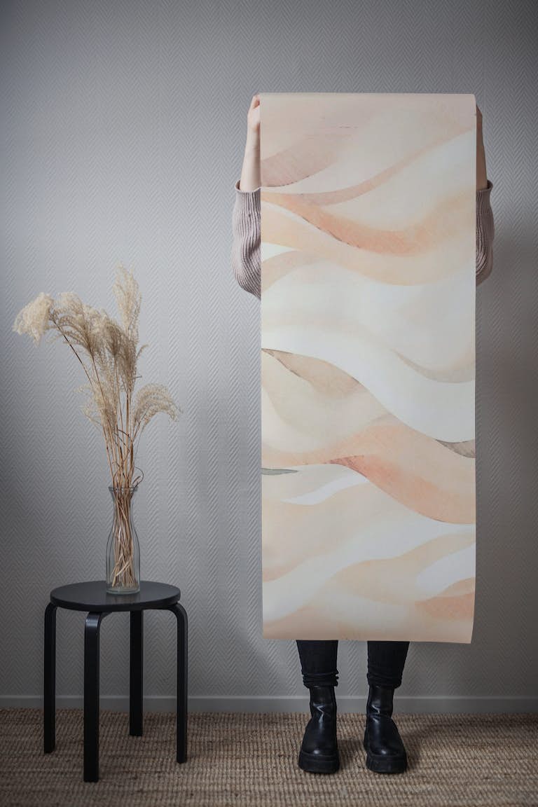 Peach Beige Organic Wave Art tapete roll