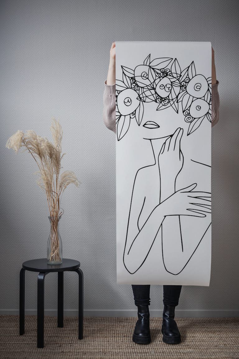 Woman With Floral Wreath papel de parede roll