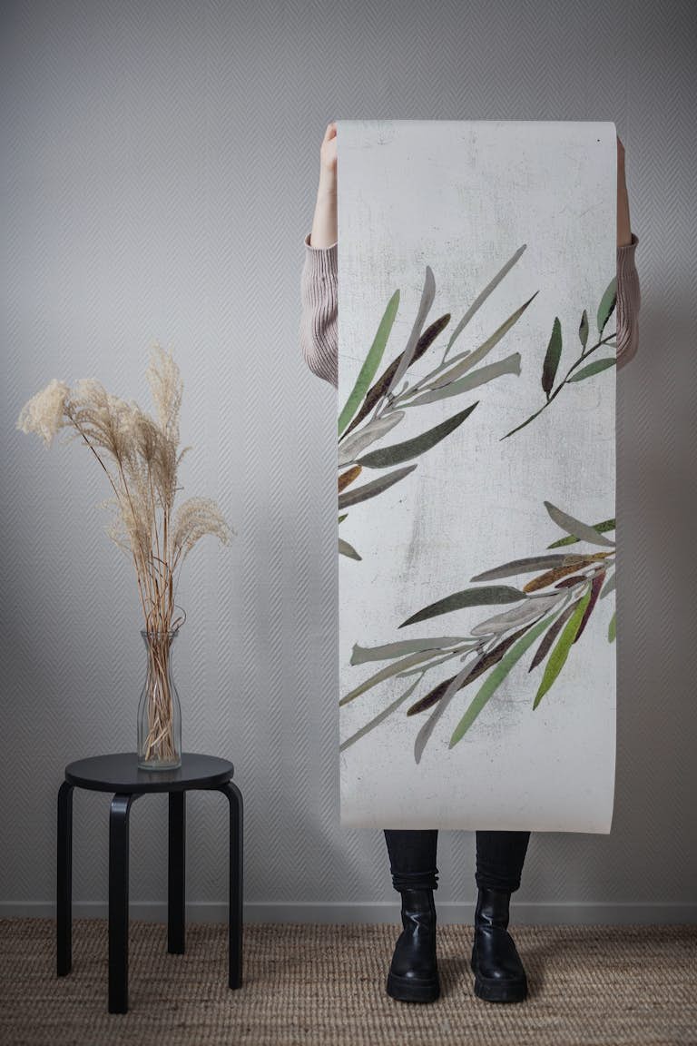 Eucalyptus Leaves White tapetit roll