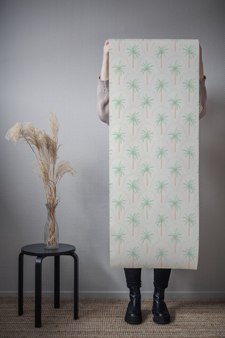 Tranquil Boho Scandi Palm Tree Oasis wallpaper roll