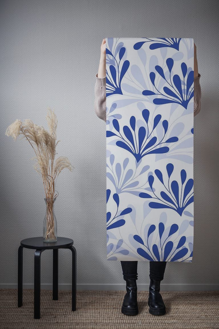 Blue flowers pattern tapet roll