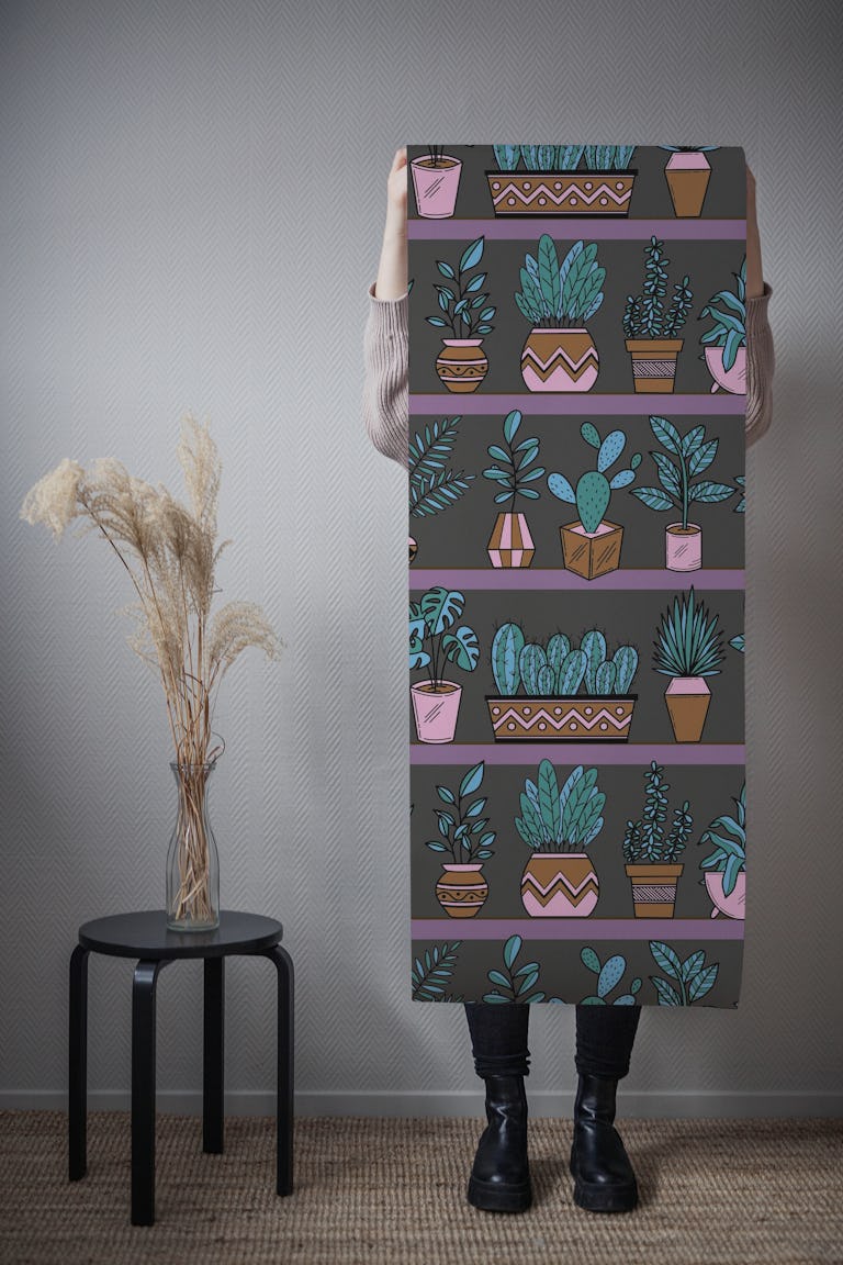 Shelves with Vase Plants 2 wallpaper roll