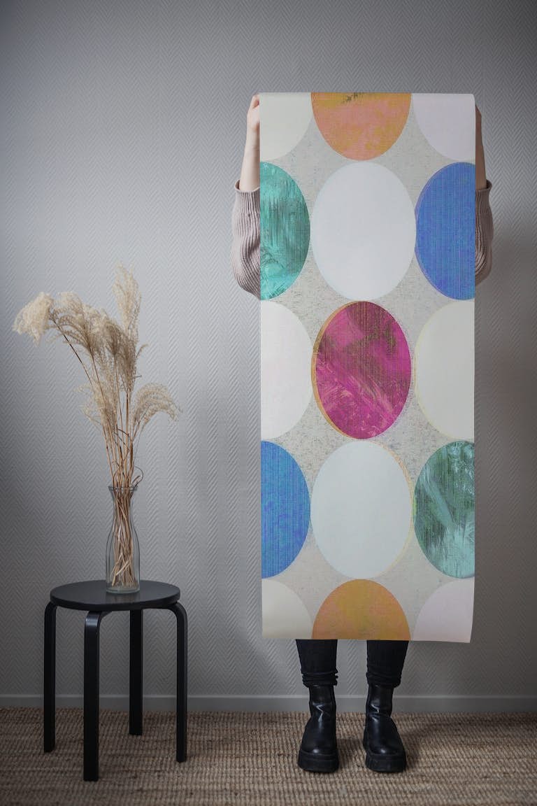 Colorful moon textured ovals tapeta roll