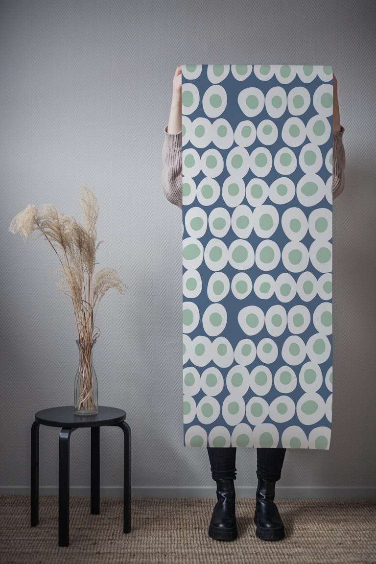 Wonderful bold dots blue and mint wallpaper roll