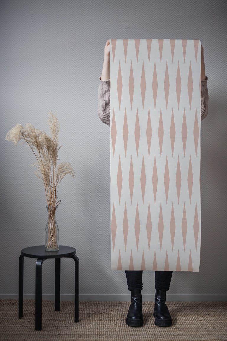Diamond Geometric blush wallpaper roll