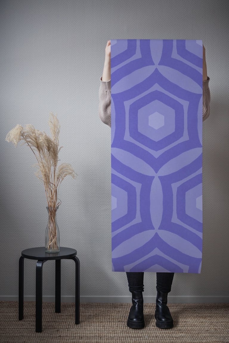 Retro Boho Tile Pattern Eclectic Purple Lilac wallpaper roll