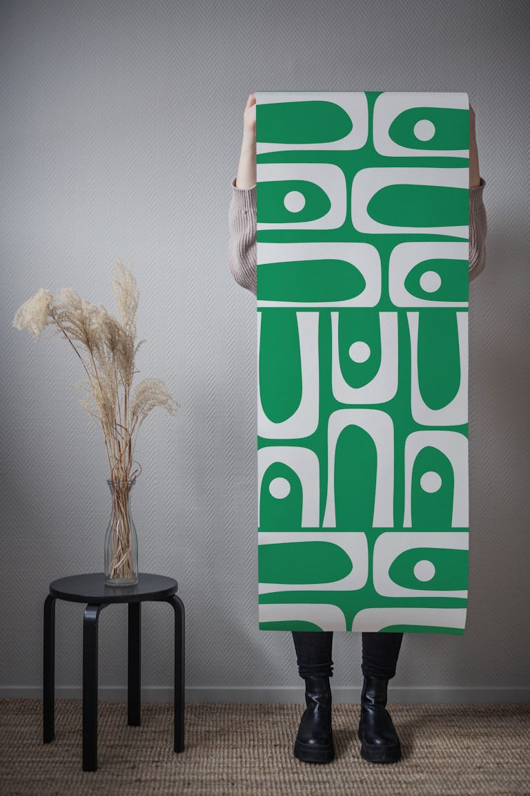 Mid Century Modern Piquet Kelly Green Pattern wallpaper roll