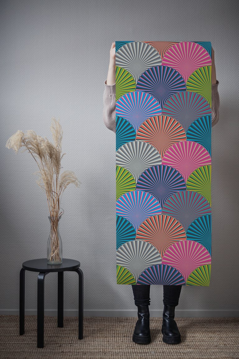 Kaleidoscope Art Deco Vintage Scallop Multi wallpaper roll