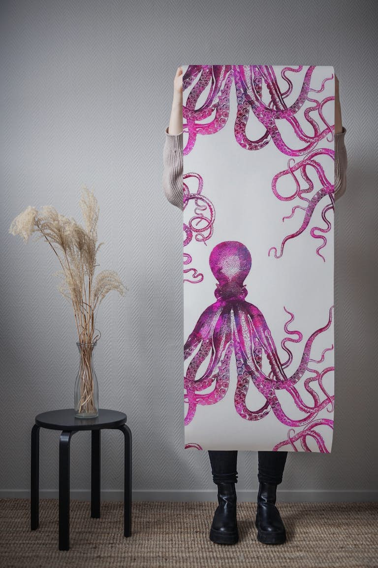 Pink Octopus behang roll