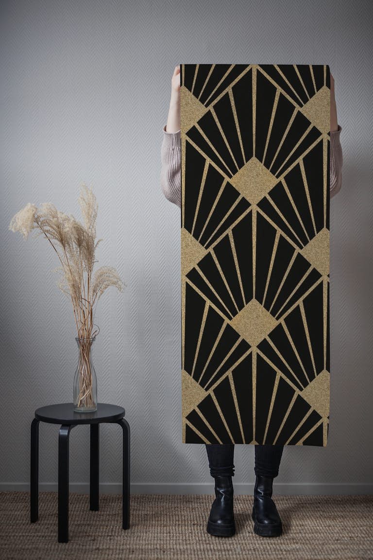 Art Deco Design Gold Black tapety roll