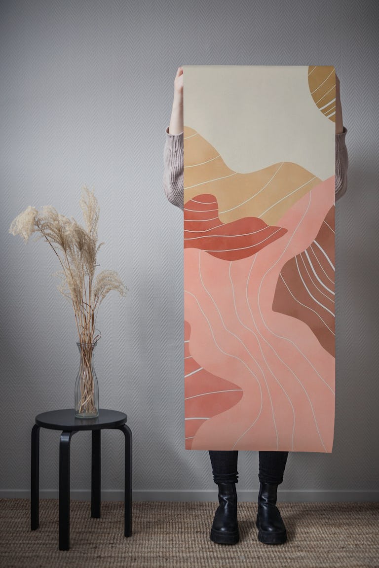 Modern pink desert dunes wallpaper roll