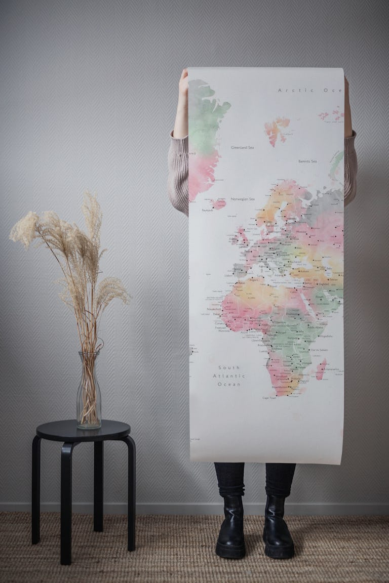 World map cities Anjah wallpaper roll