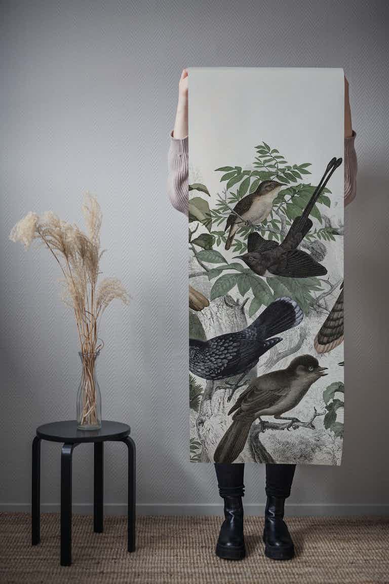 Forest birds colour wallpaper roll