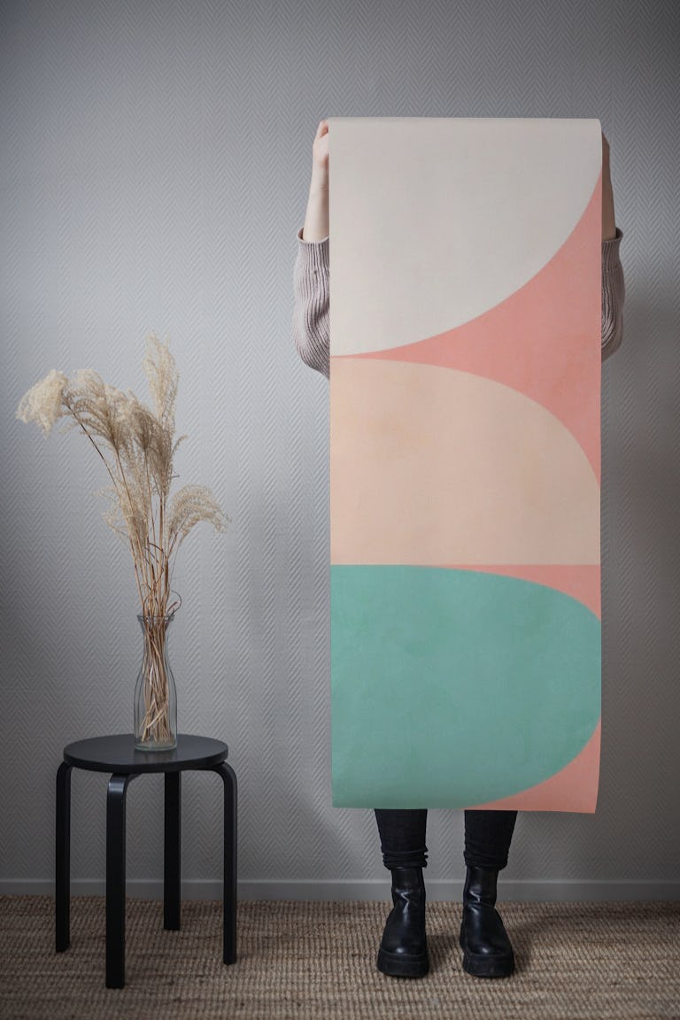 Mid centuiry modern pastel wallpaper roll