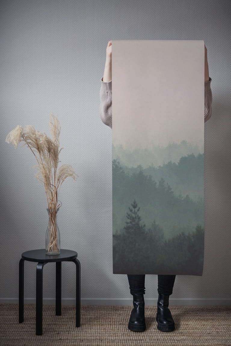 Vintage foggy forest wallpaper roll