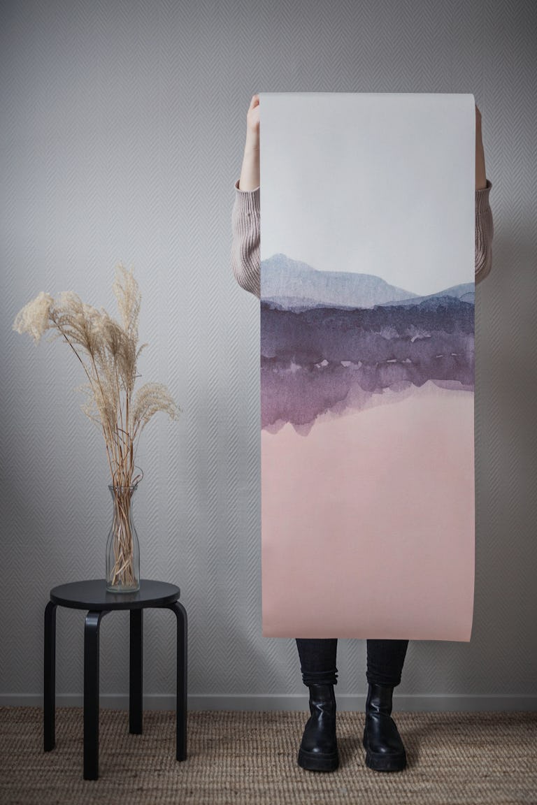 Two tone watercolor landscape behang roll