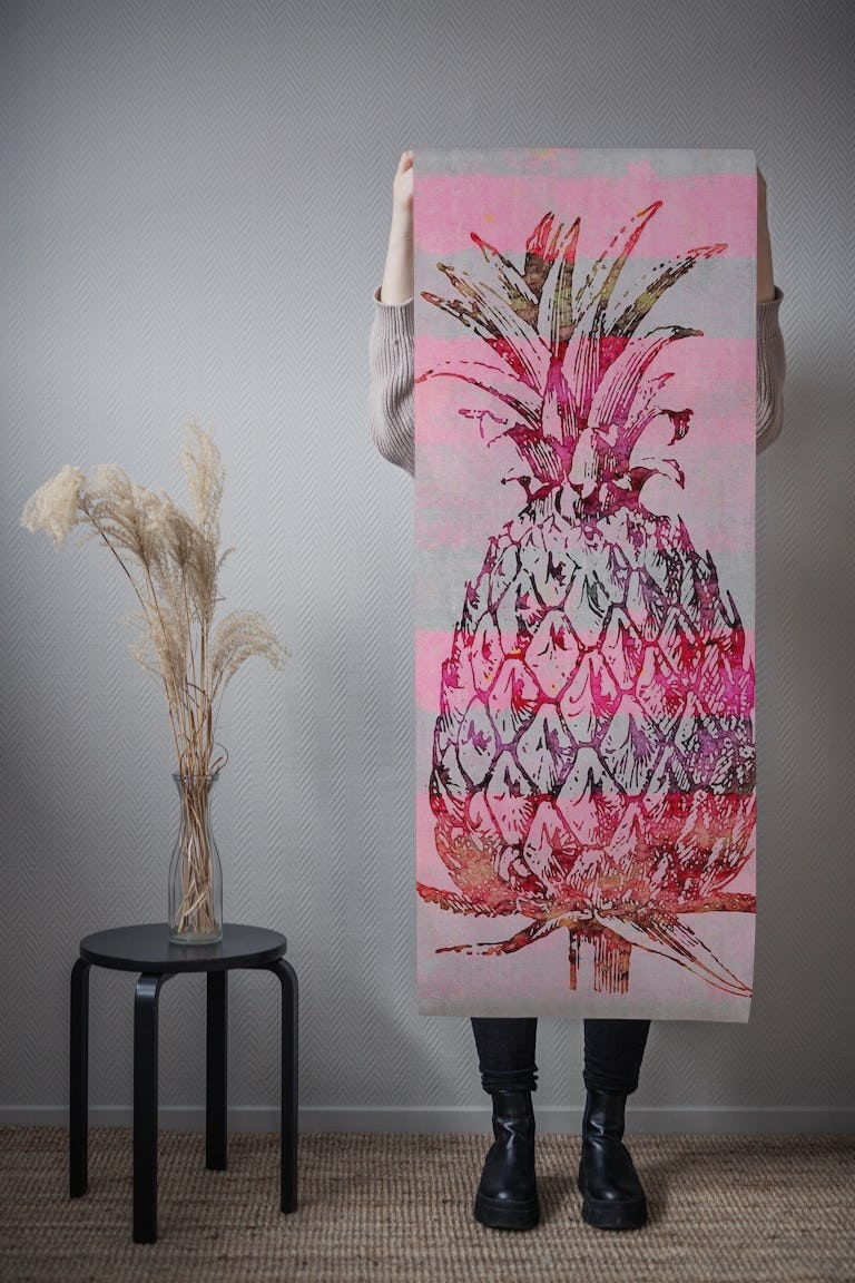 Pink Pineapples wallpaper roll