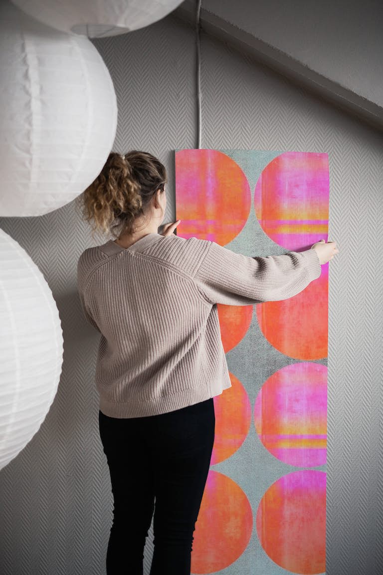 Colorful Circles On Grey behang roll