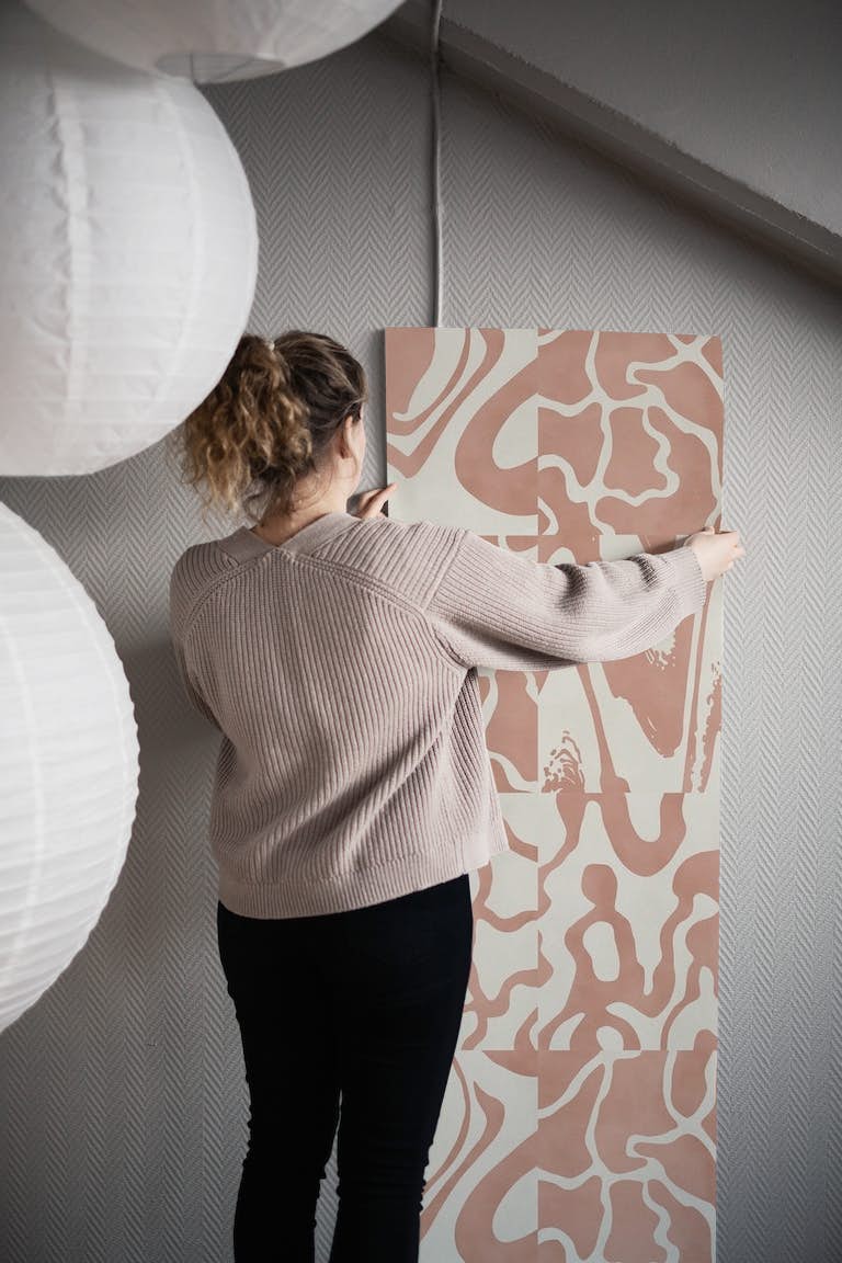 Modern Pink Marble Tiles behang roll