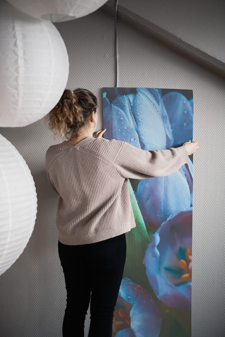 Blue Tulips wallpaper roll