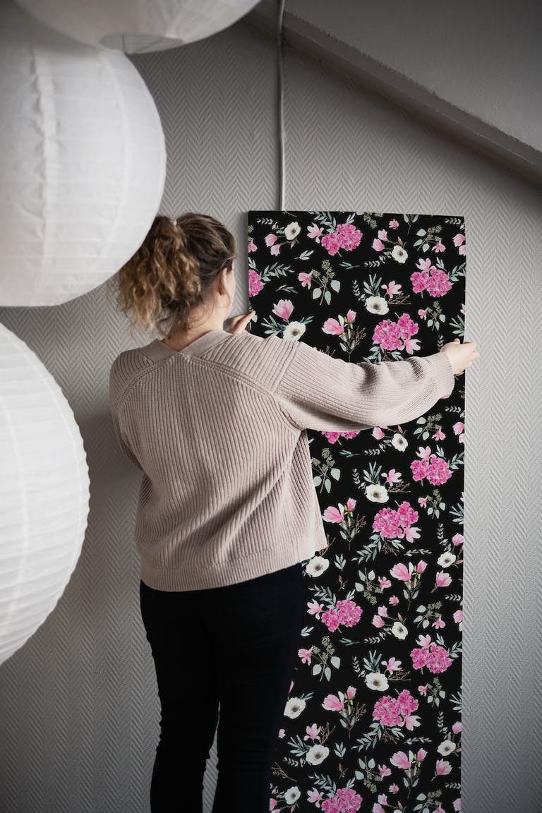 Liberty Pink and Black behang roll