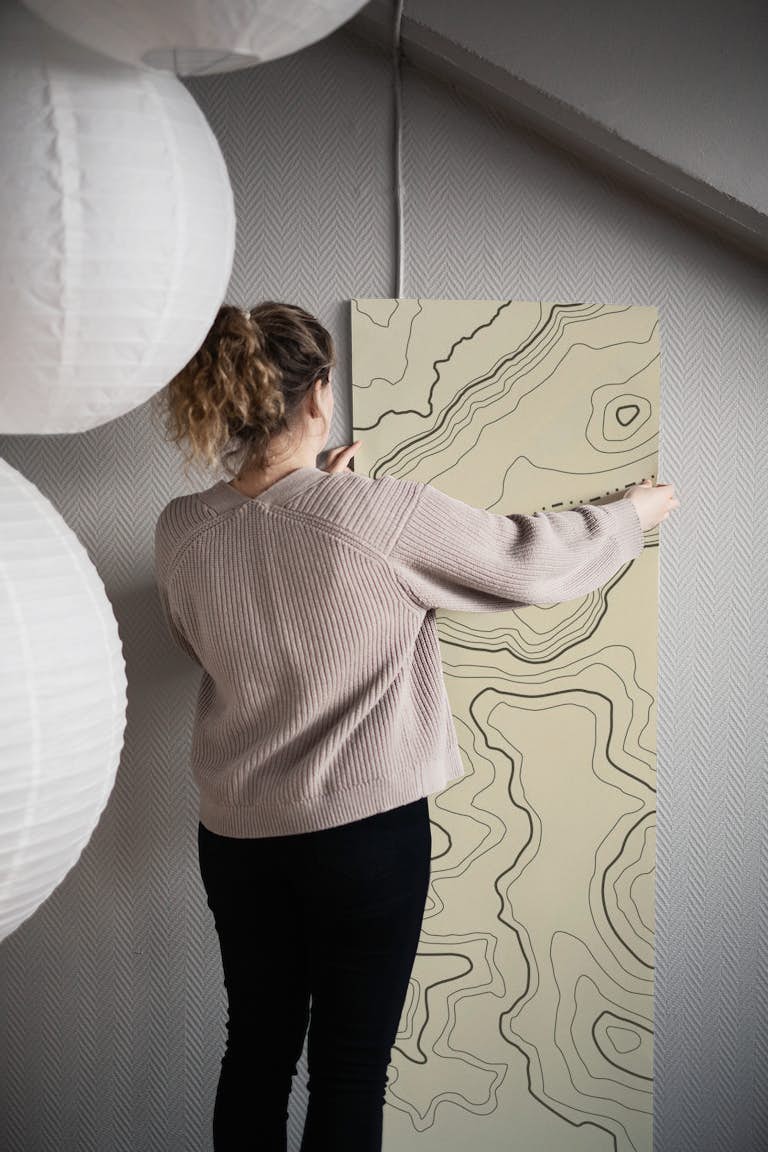 Topographical map behang roll