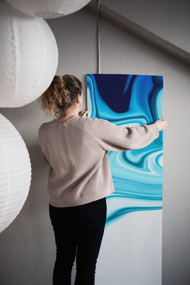 Liquid Blue Marble wallpaper roll