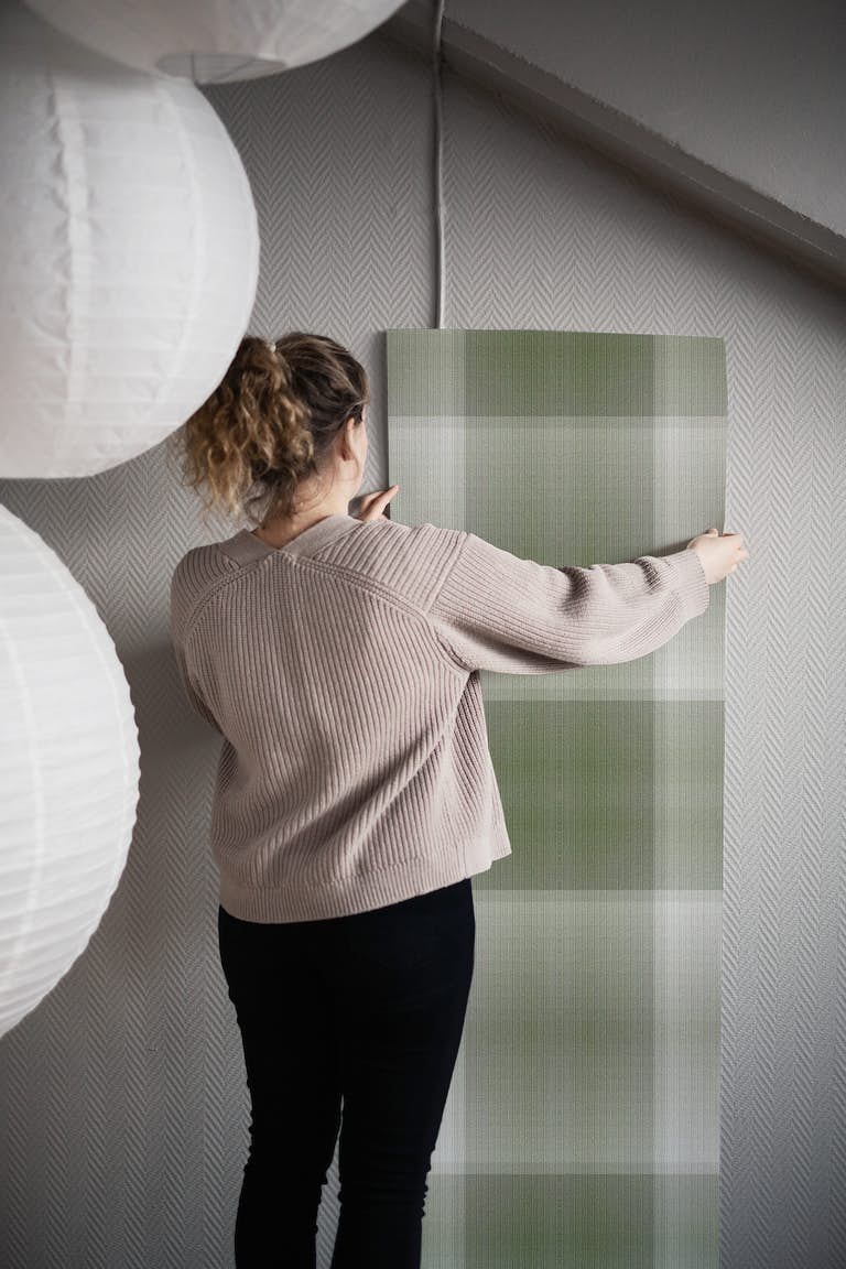 Minimal Checkered Green Grid papel pintado roll