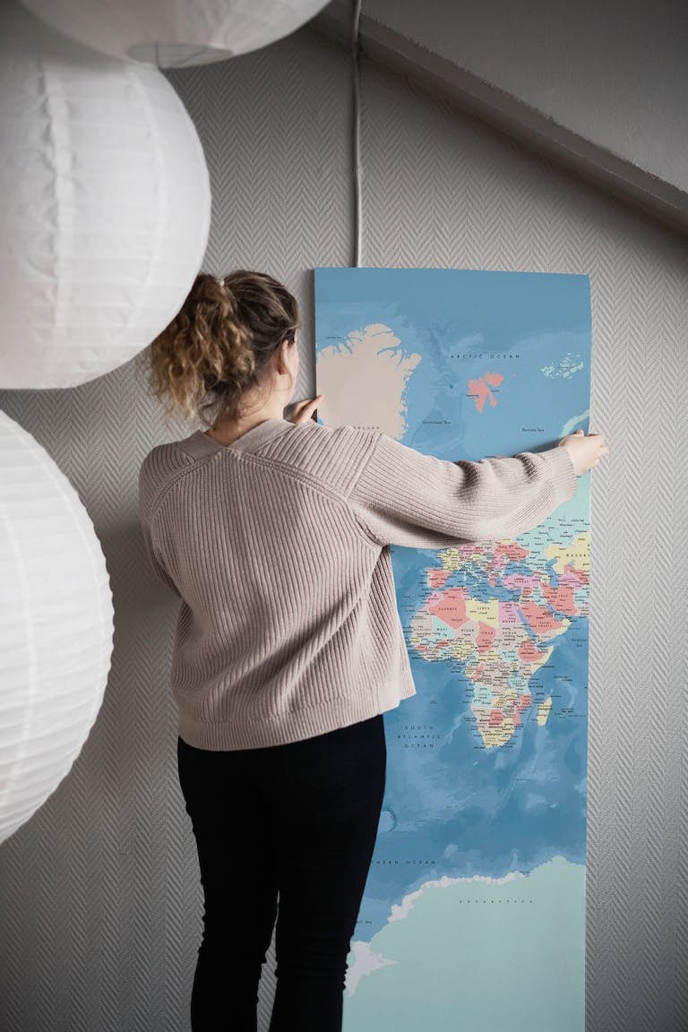 World map Antarctica Vickie papiers peint roll