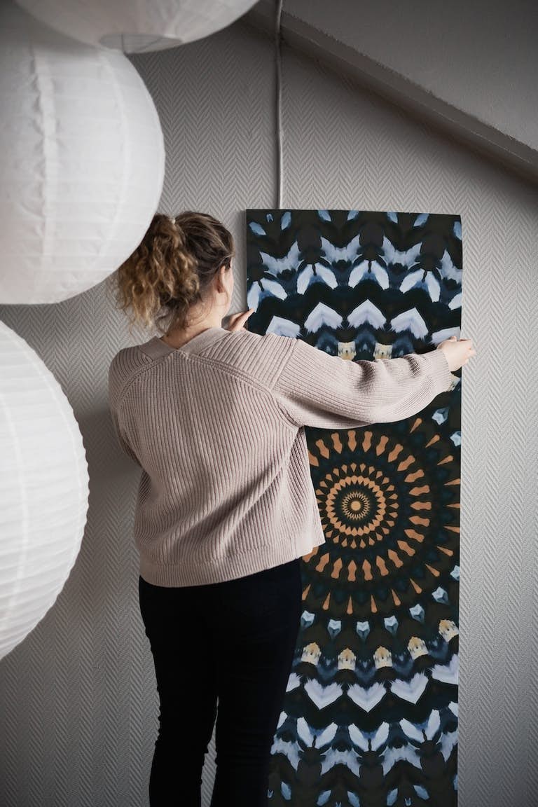 Scandinavian Tie Dye Flower wallpaper roll