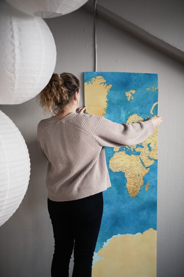 World map Ernestt Antarctica wallpaper roll