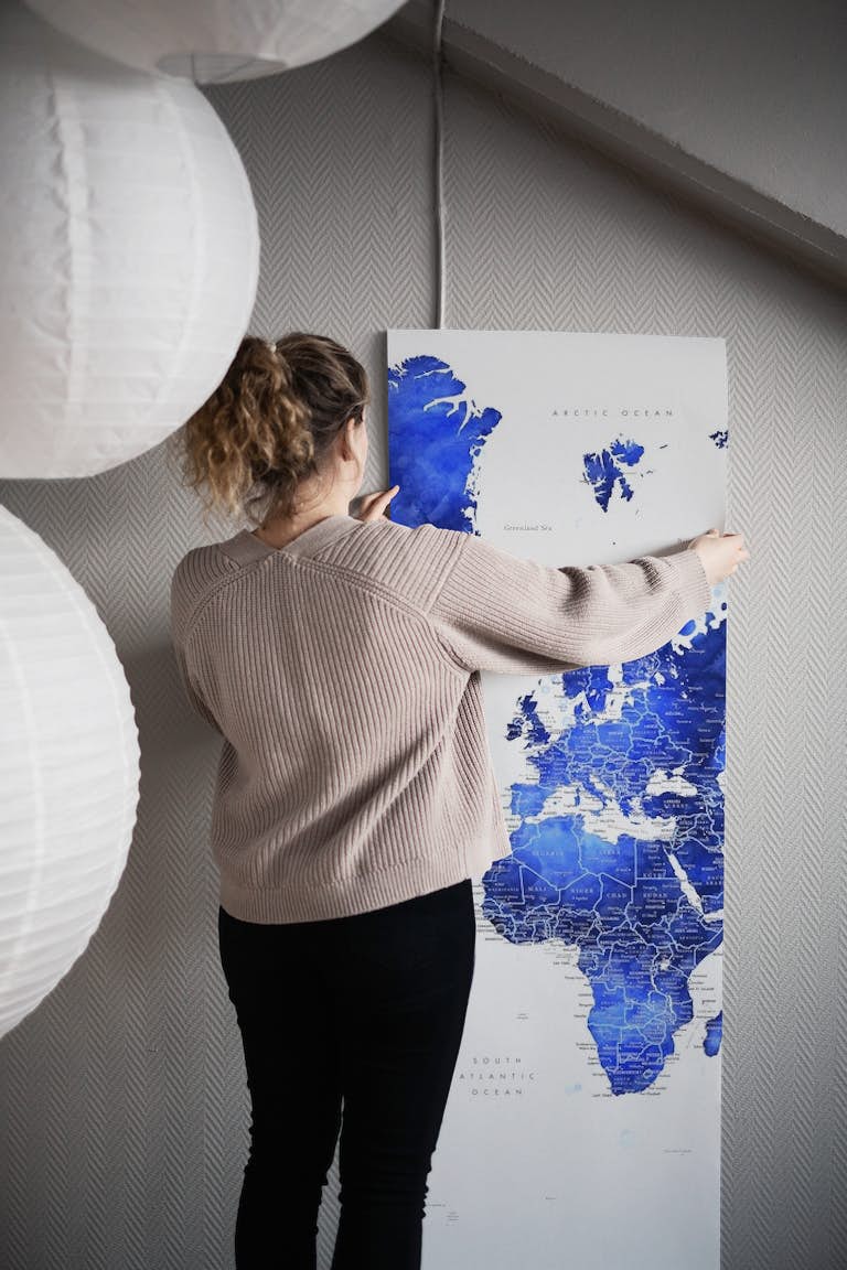 Detailed world map Gulzar papel pintado roll