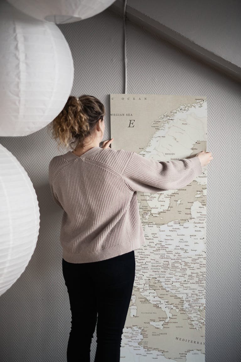 Detailed Europe map Sarai papel pintado roll