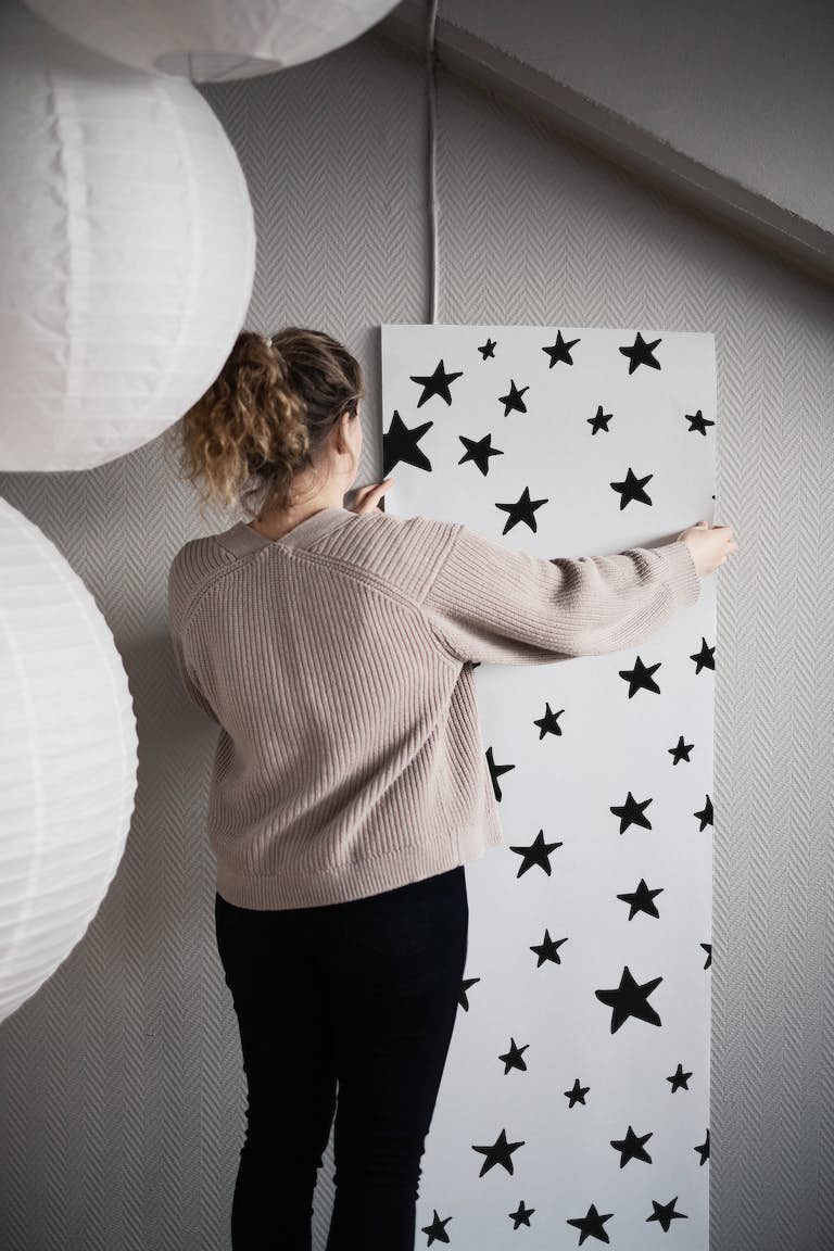 Black and White Stars papel de parede roll