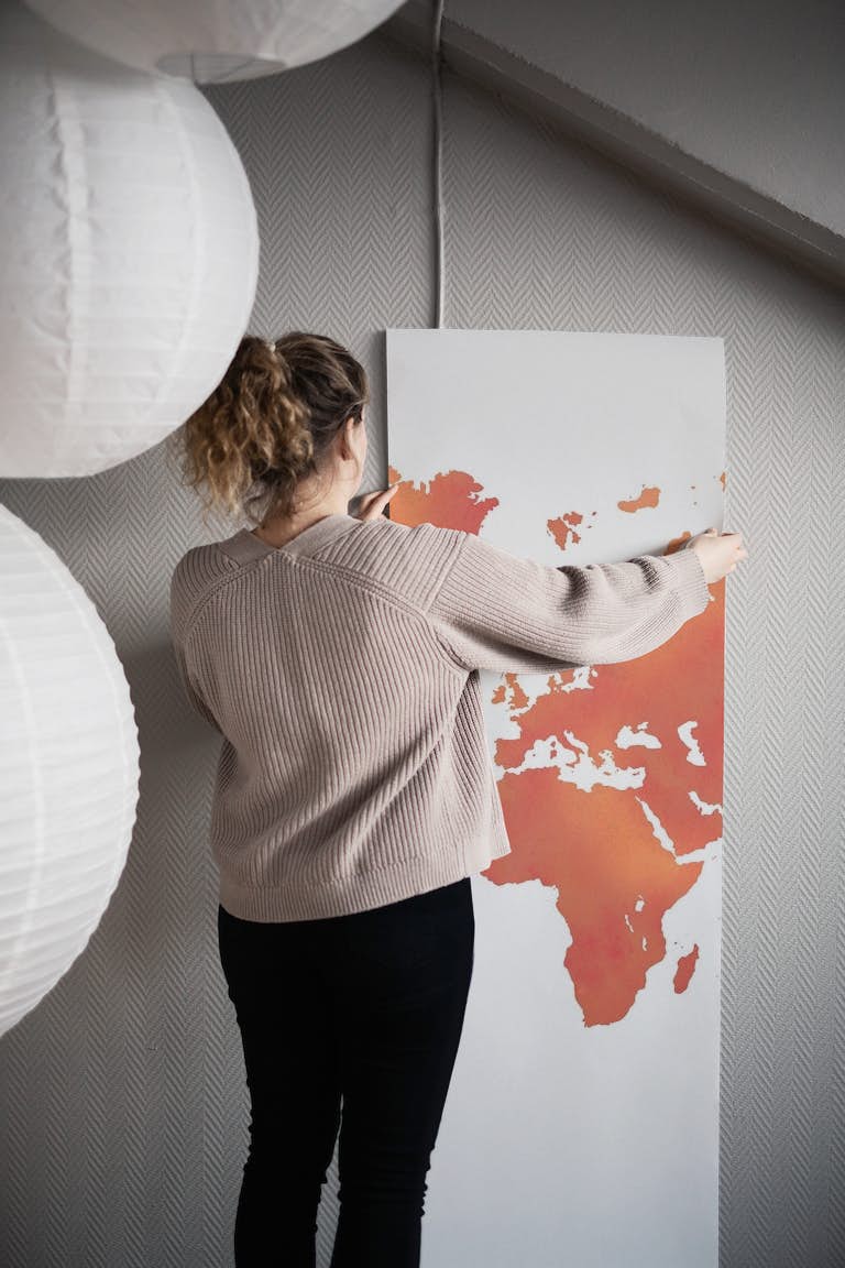 World Map Orange papiers peint roll