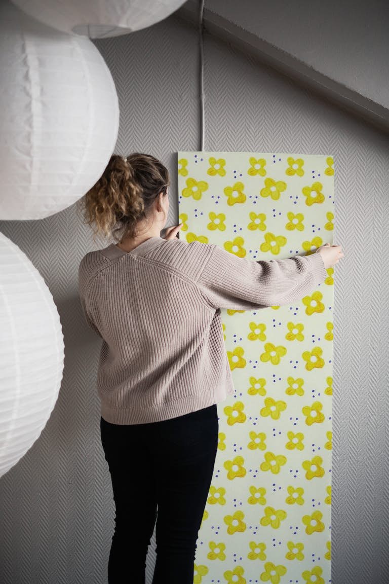 Simple flower yellow wallpaper roll
