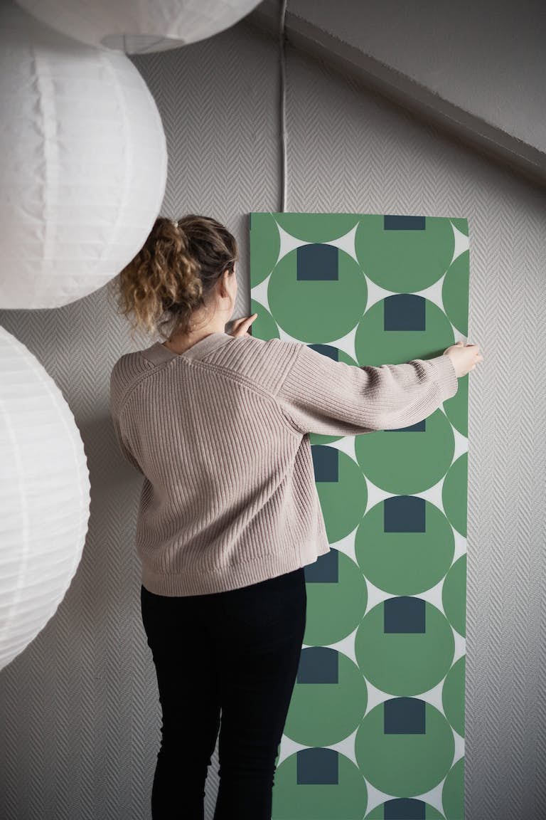 Avocado Green Circle pattern papel de parede roll