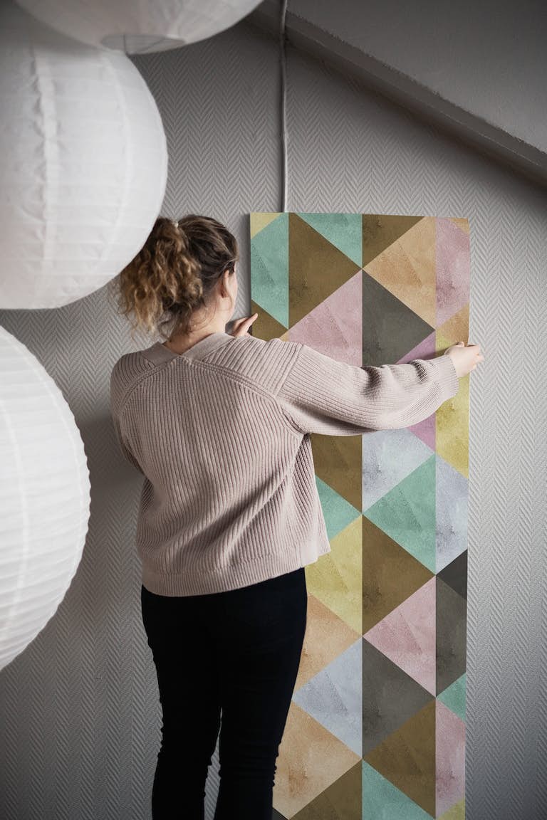 Geometric triangle wall art tapet roll