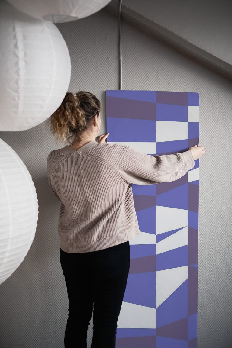 Purple Color Blocks geometric papel de parede roll