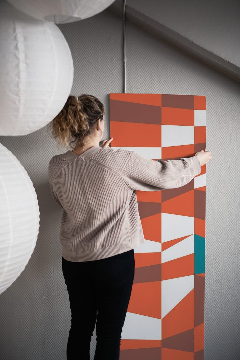 Scandinavian color blocks Rust wallpaper roll