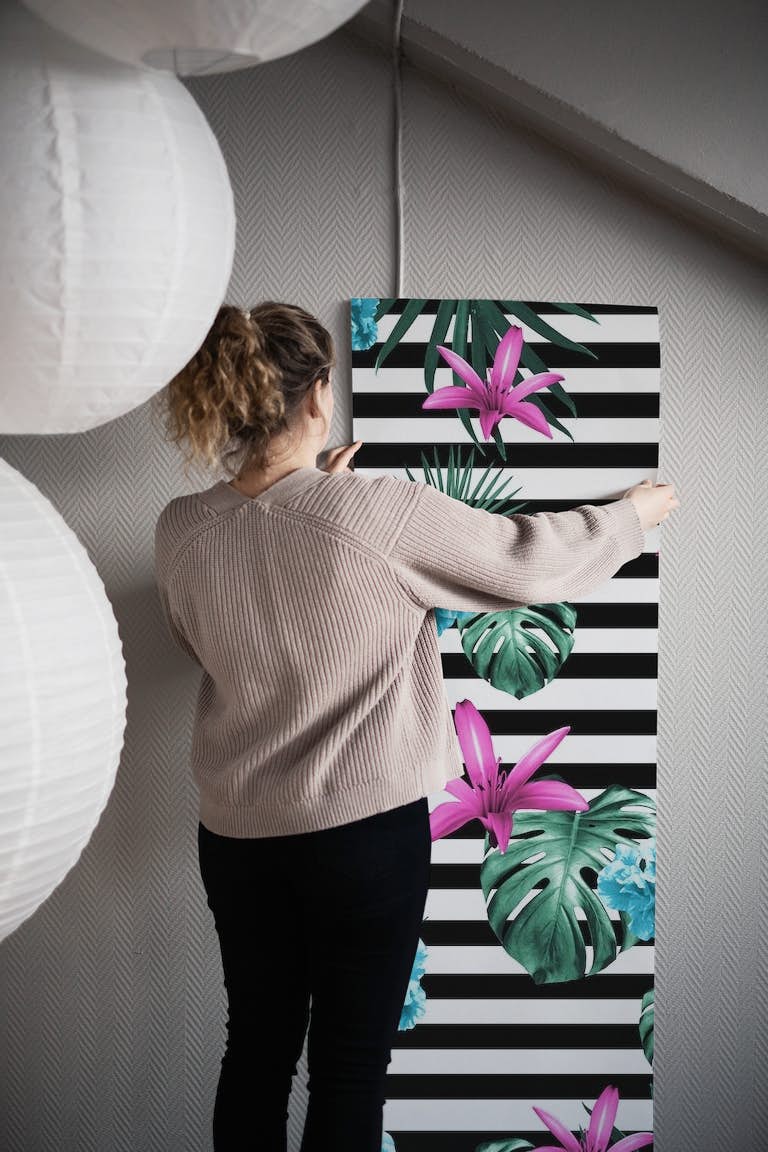 Tropical Florals Stripes 2 ταπετσαρία roll