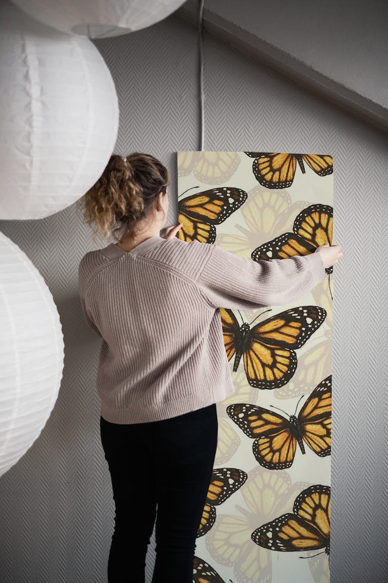 Monarch butterfly pattern wallpaper roll
